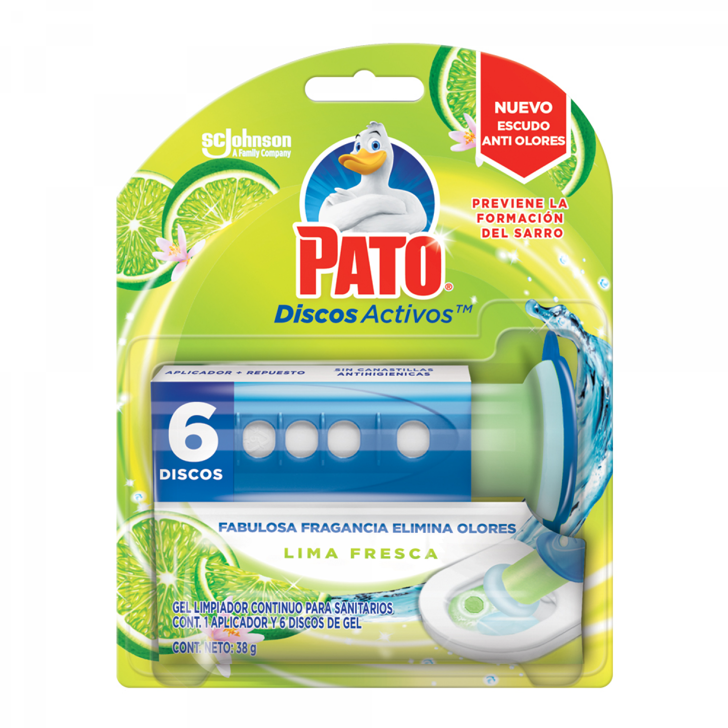 Pato Baños Discos Activos Cítrico 36 ml con un aplicador