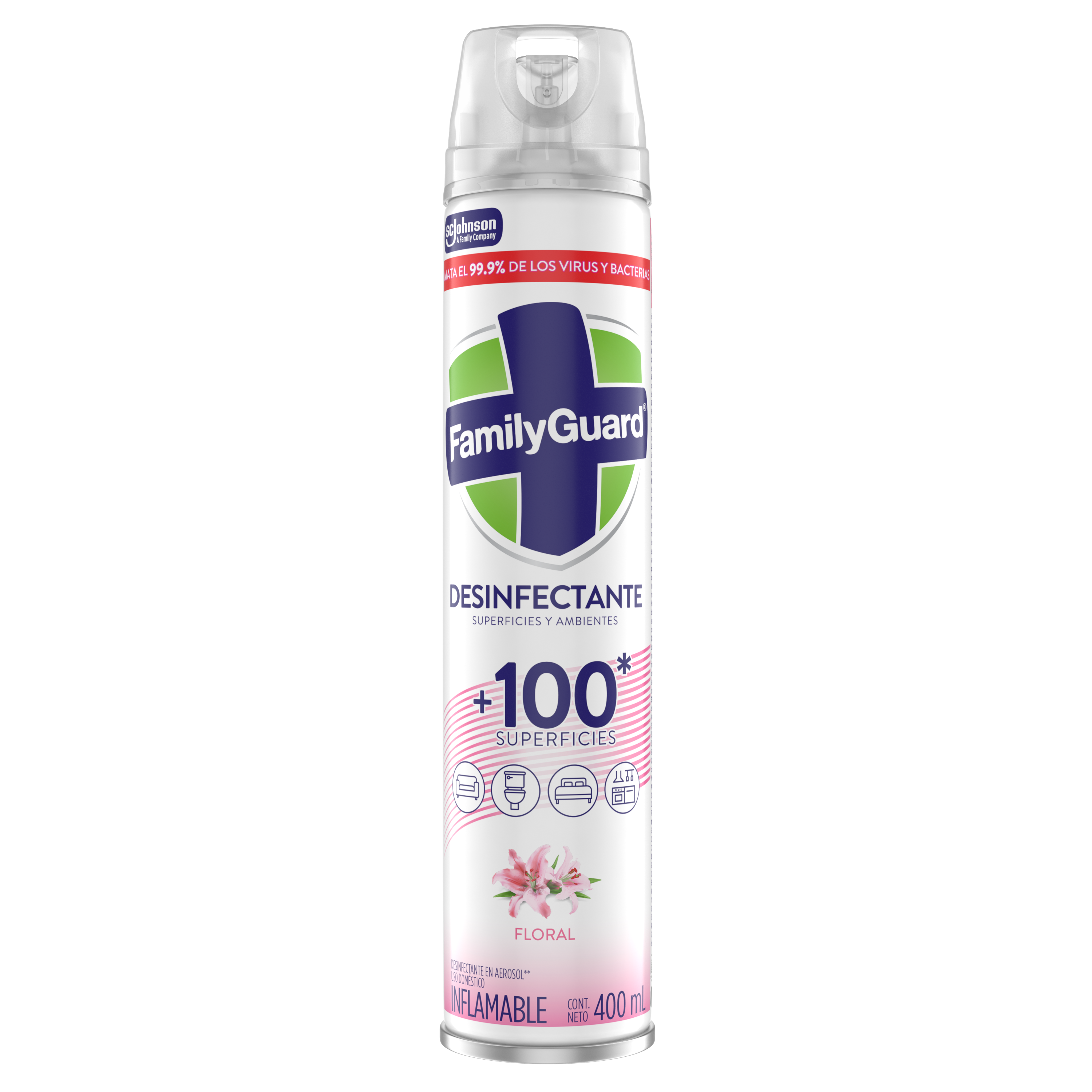 FamilyGuard Desinfectante y Eliminador de Olores en Aerosol Lavanda 400 ml