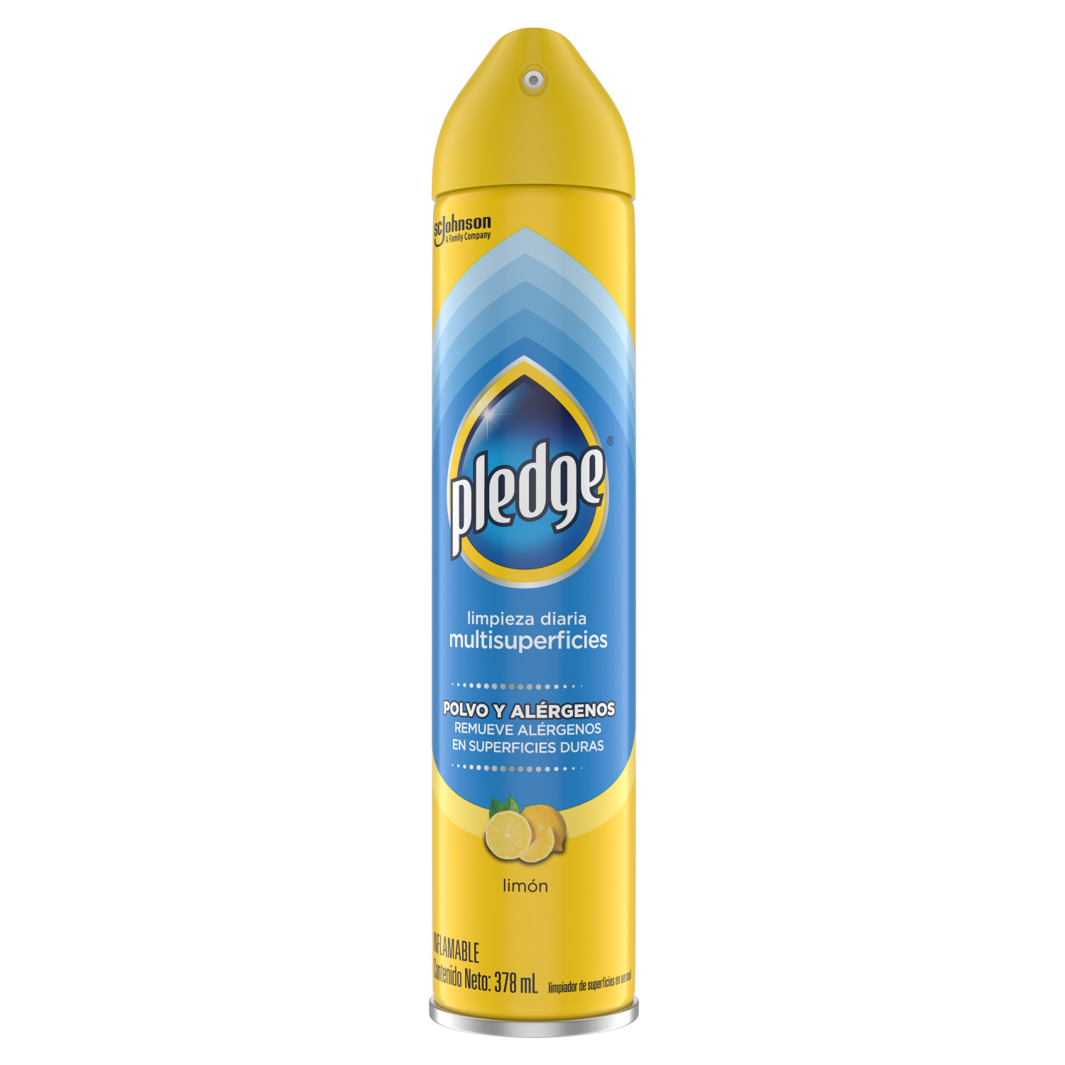 Pledge Limpiador Multisuperficies Polvo y Alérgenos en Aerosol Limón 378 mL
