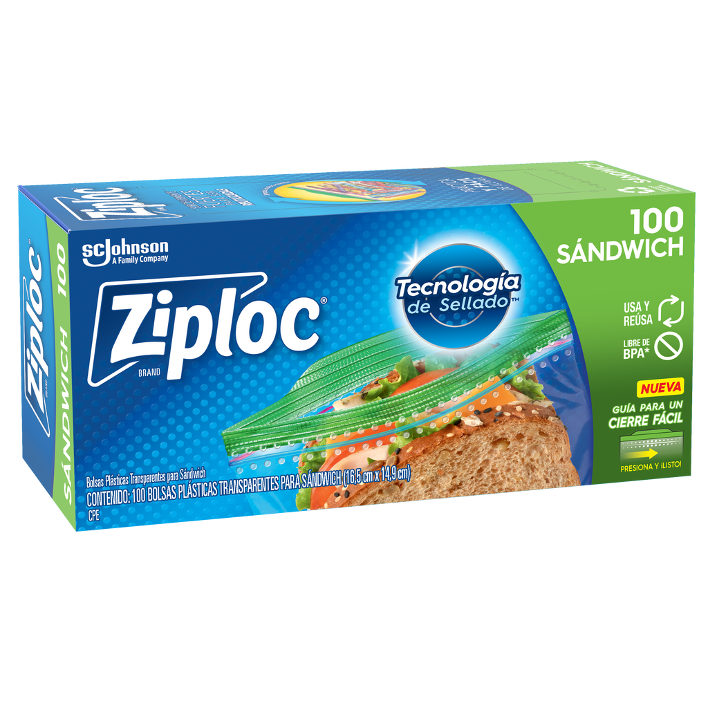Ziploc Bolsa Reutilizable para Sándwich 100 piezas