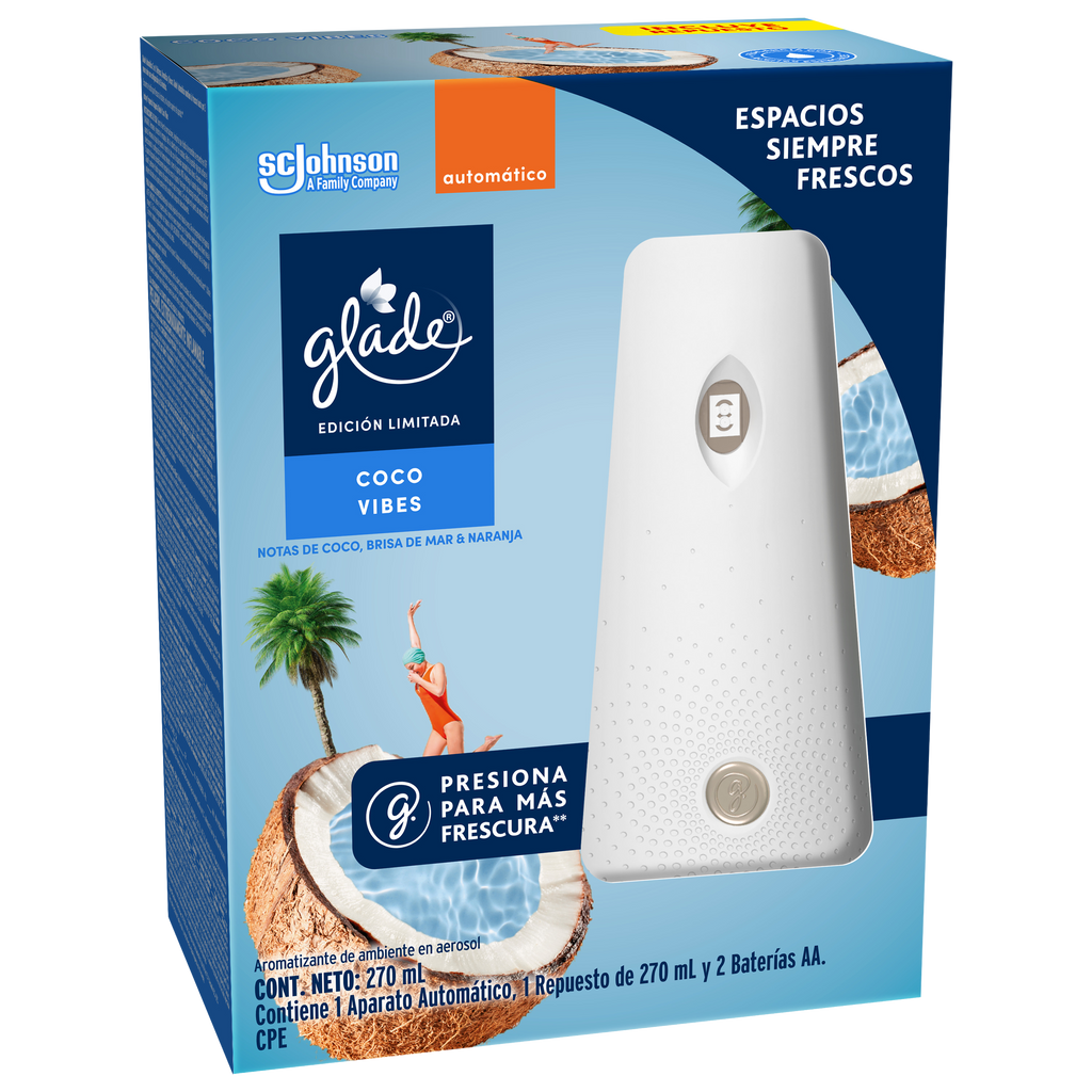 Glade Aromatizante Automático Aparato Coco Vibes 175 g