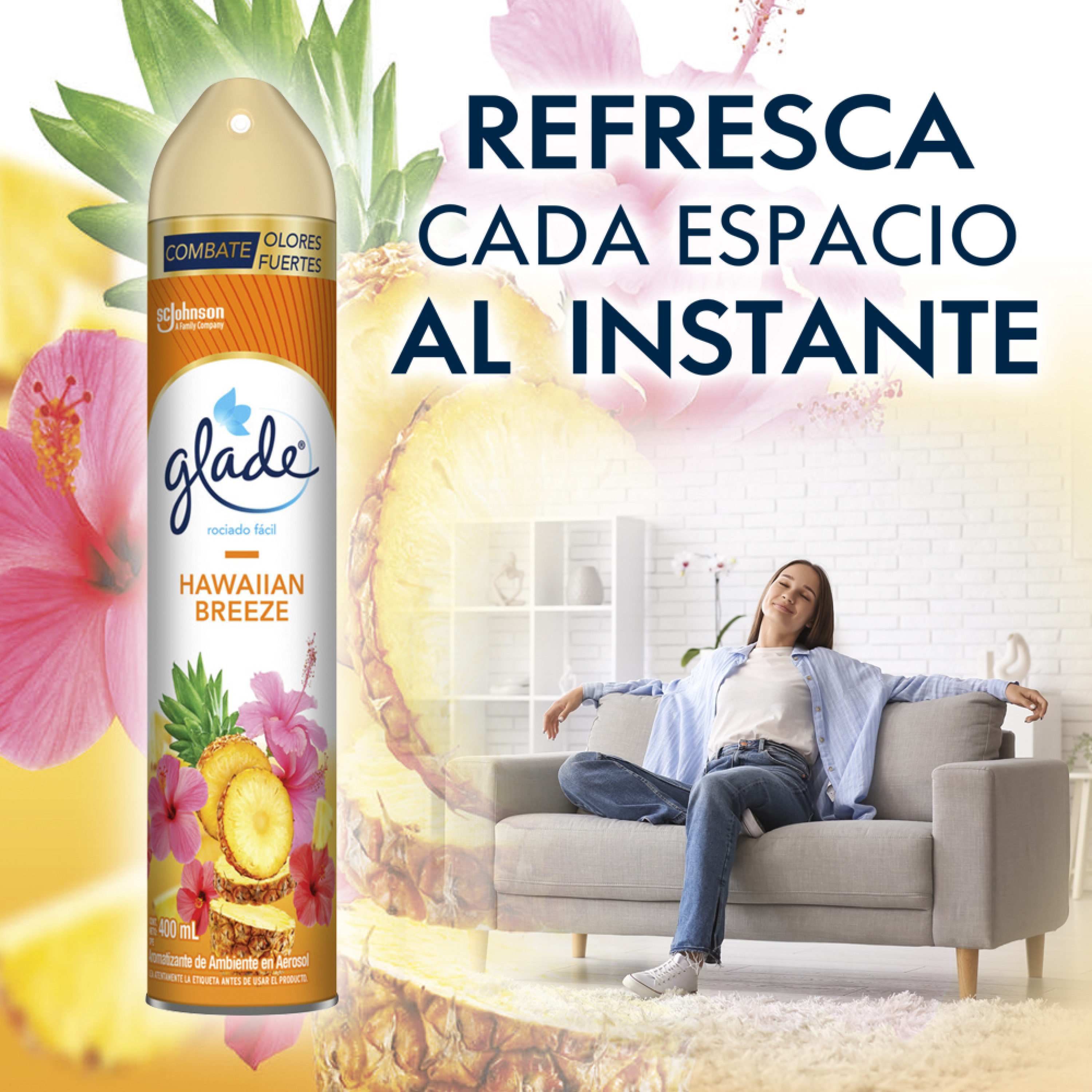 Glade Aromatizante Aerosol Hawaiian Breeze, 400ml
