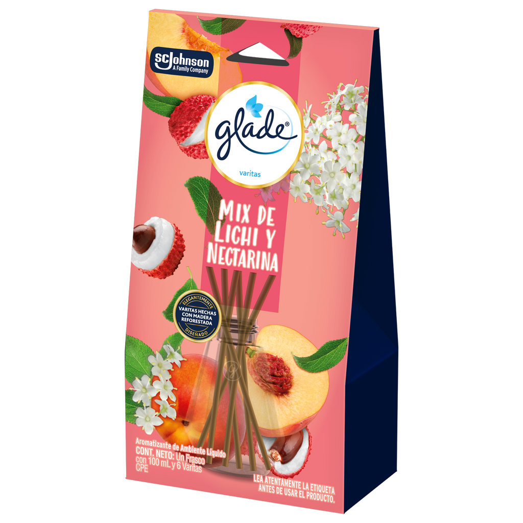 Glade Aromatizante Varitas Mix de lichi y nectarina 100 ml