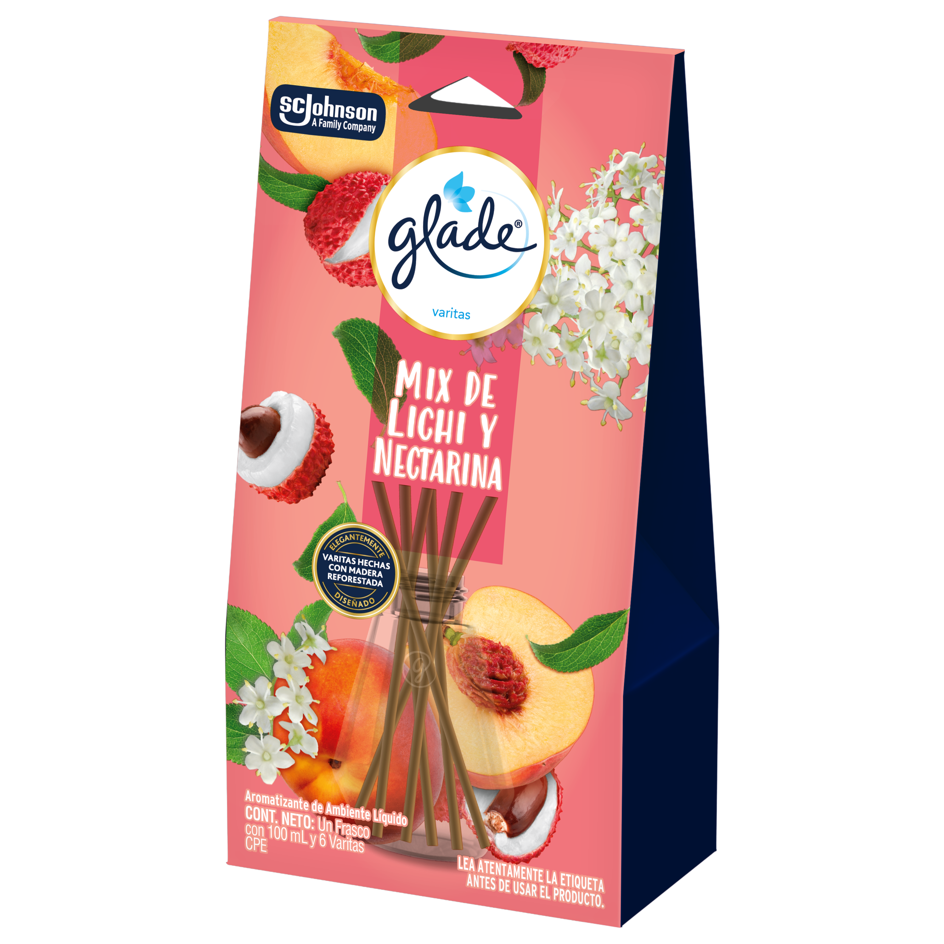 Glade Aromatizante Varitas Mix de lichi y nectarina 100 ml