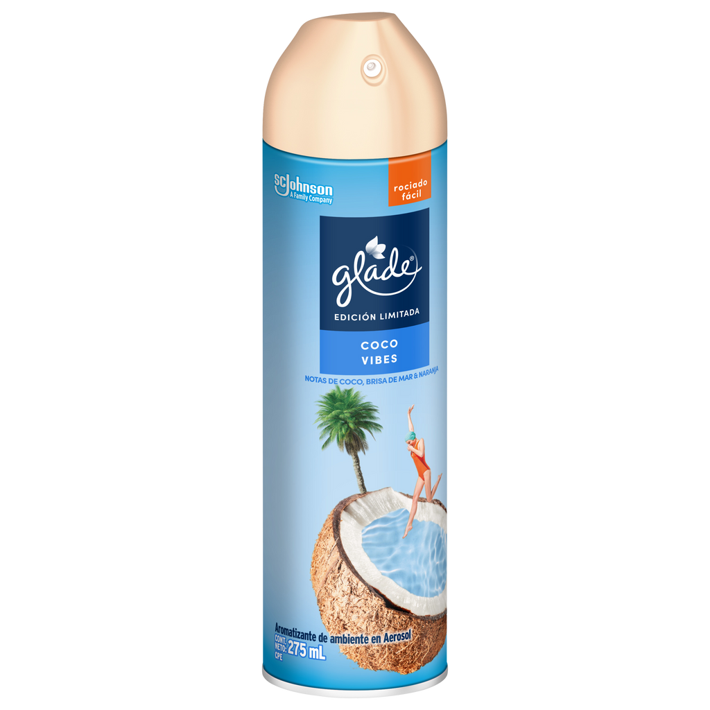 Glade Aromatizante Aerosol Coco Vibes 275ml.