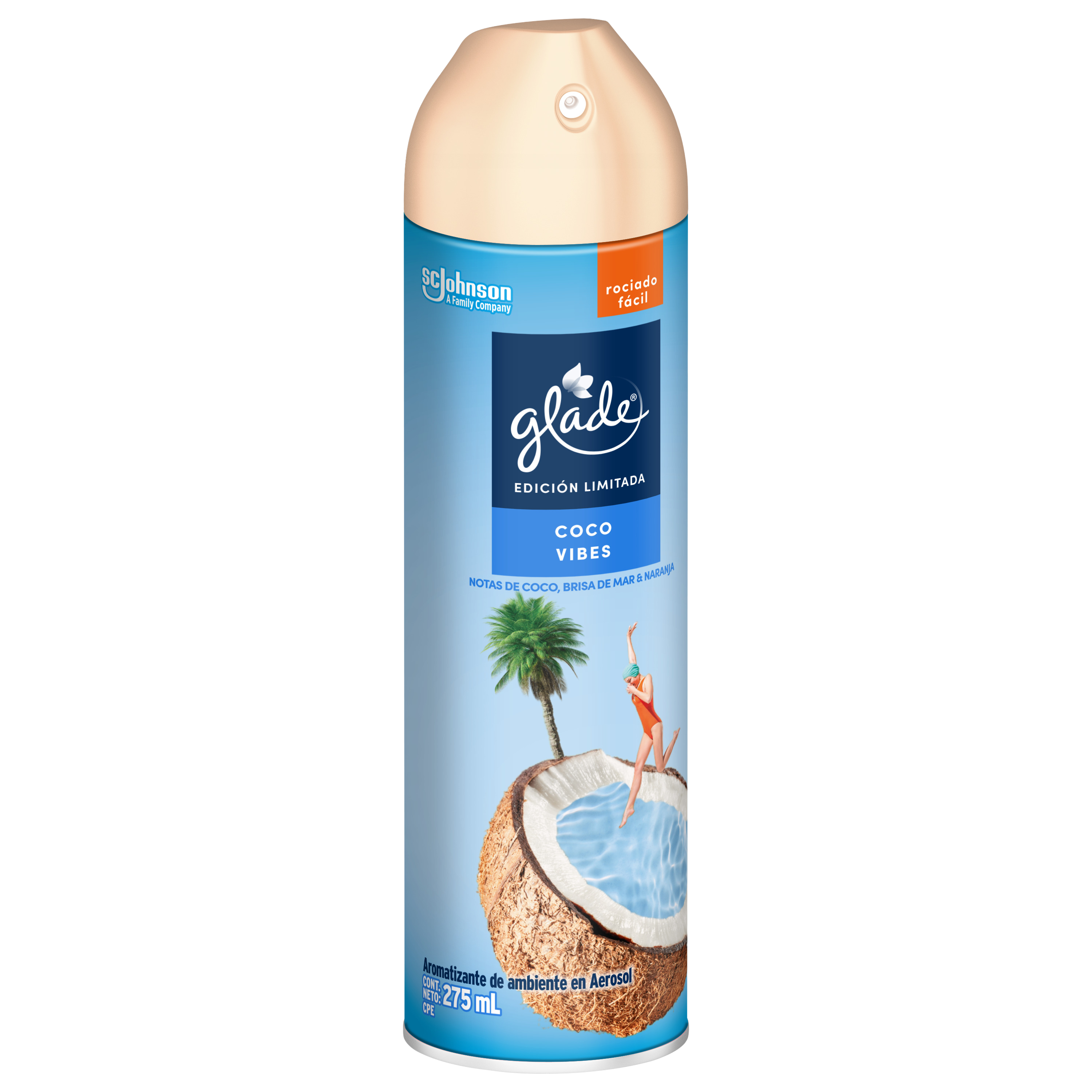Glade Aromatizante Aerosol Coco Vibes 275ml.