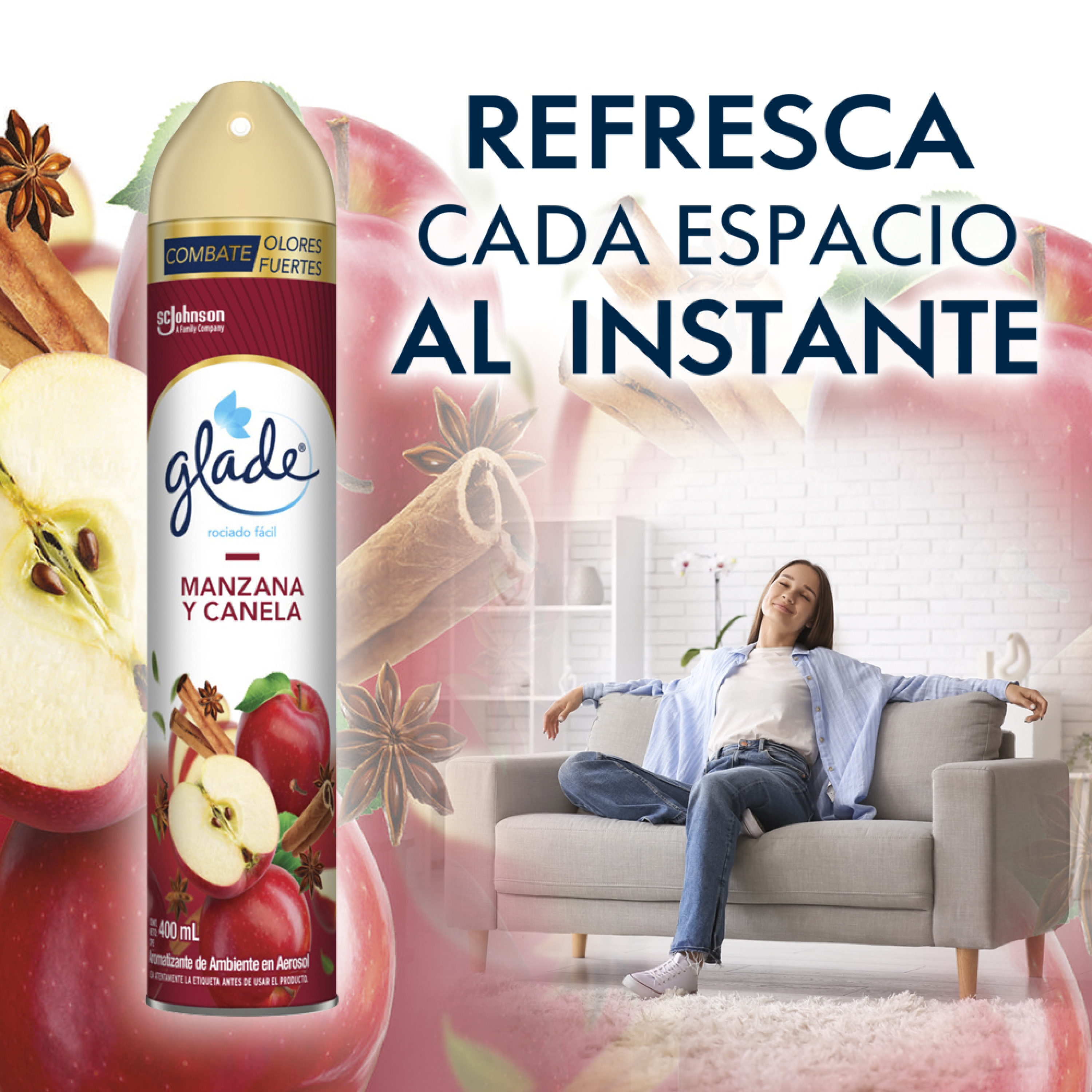 Glade Aromatizante Aerosol Manzana Canela, 400ml