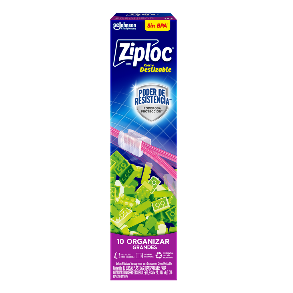 Ziploc Bolsa Reutilizable para Organizar Slider Grande 10 piezas