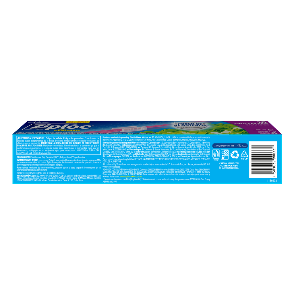 Ziploc Bolsa Reutilizable para Organizar Slider Grande 10 piezas