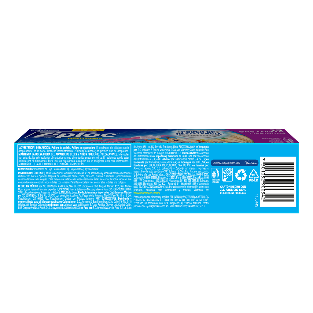 Ziploc Bolsa Reutilizable para Organizar Slider Mediana 15 piezas