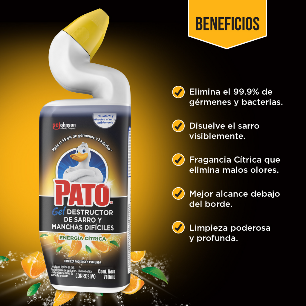 Pato® Gel Destructor de Sarro y Manchas Difíciles Energía Cítrica 710 mL