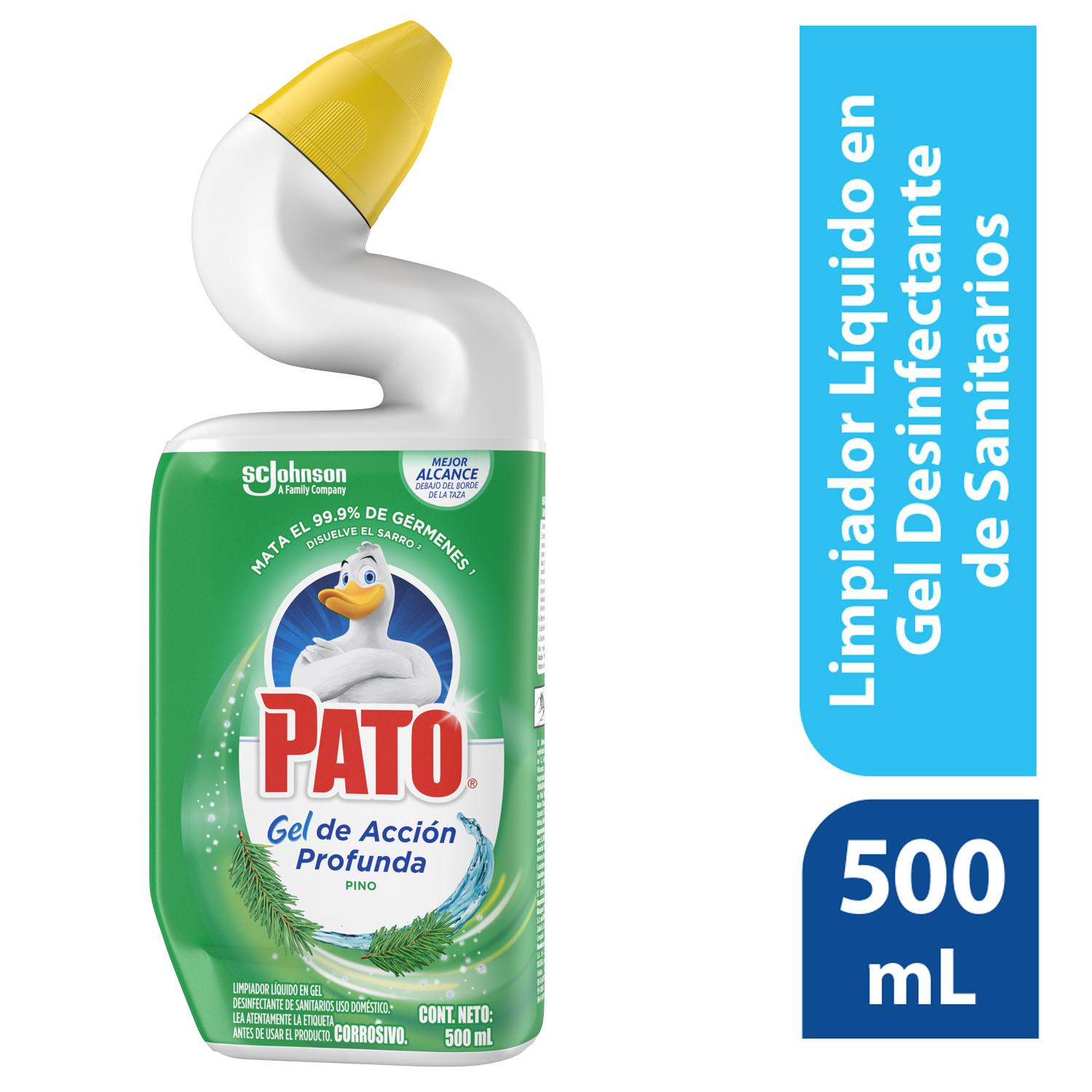 Limpiador Líquido Pato Para Sanitarios Pino . Gel de Acción Profunda 500 ml. Desinfectante Para Sanitarios
