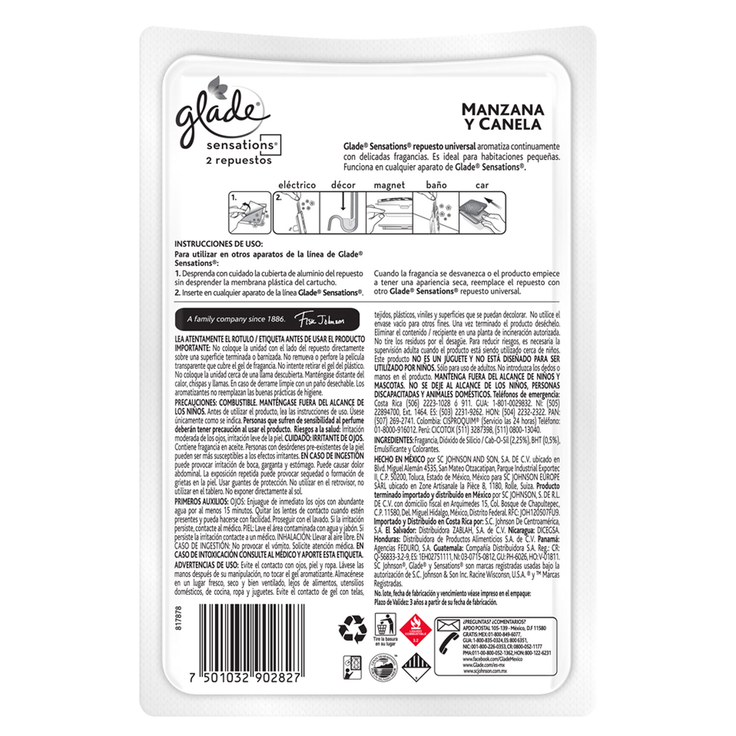 Glade Aromatizante Gel Repuesto x2 Manzana y Canela 16g