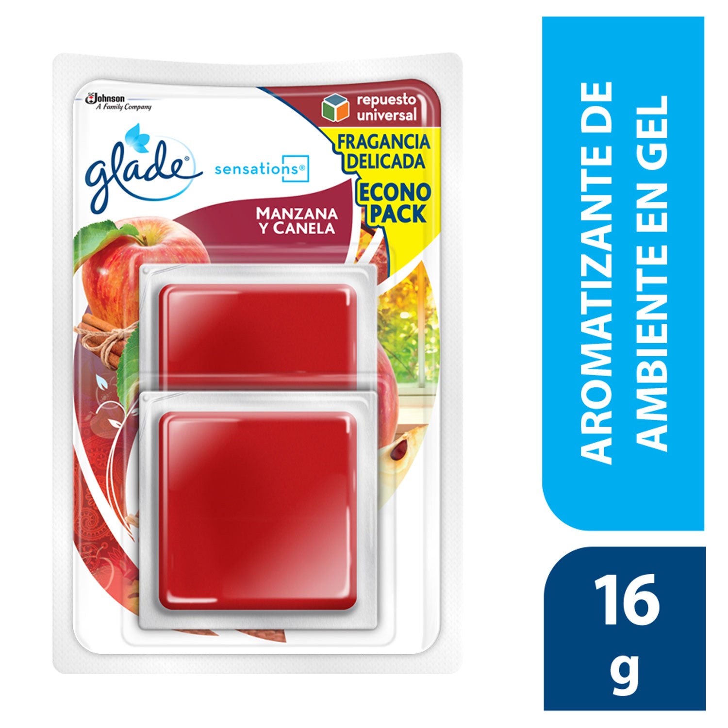Glade Aromatizante Gel Repuesto x2 Manzana y Canela 16g