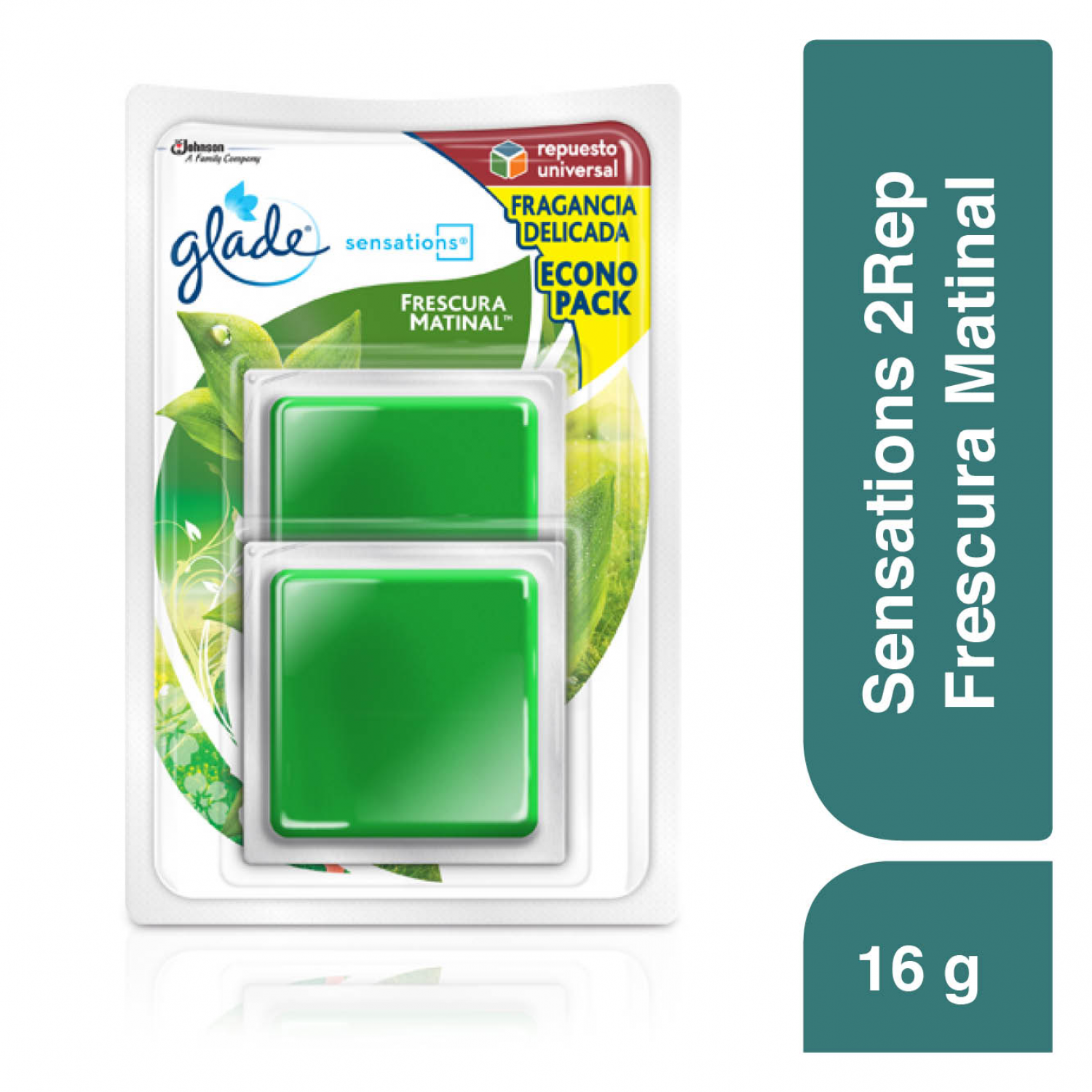 Glade Aromatizante Gel Repuesto x2 Frescura Matinal 16g