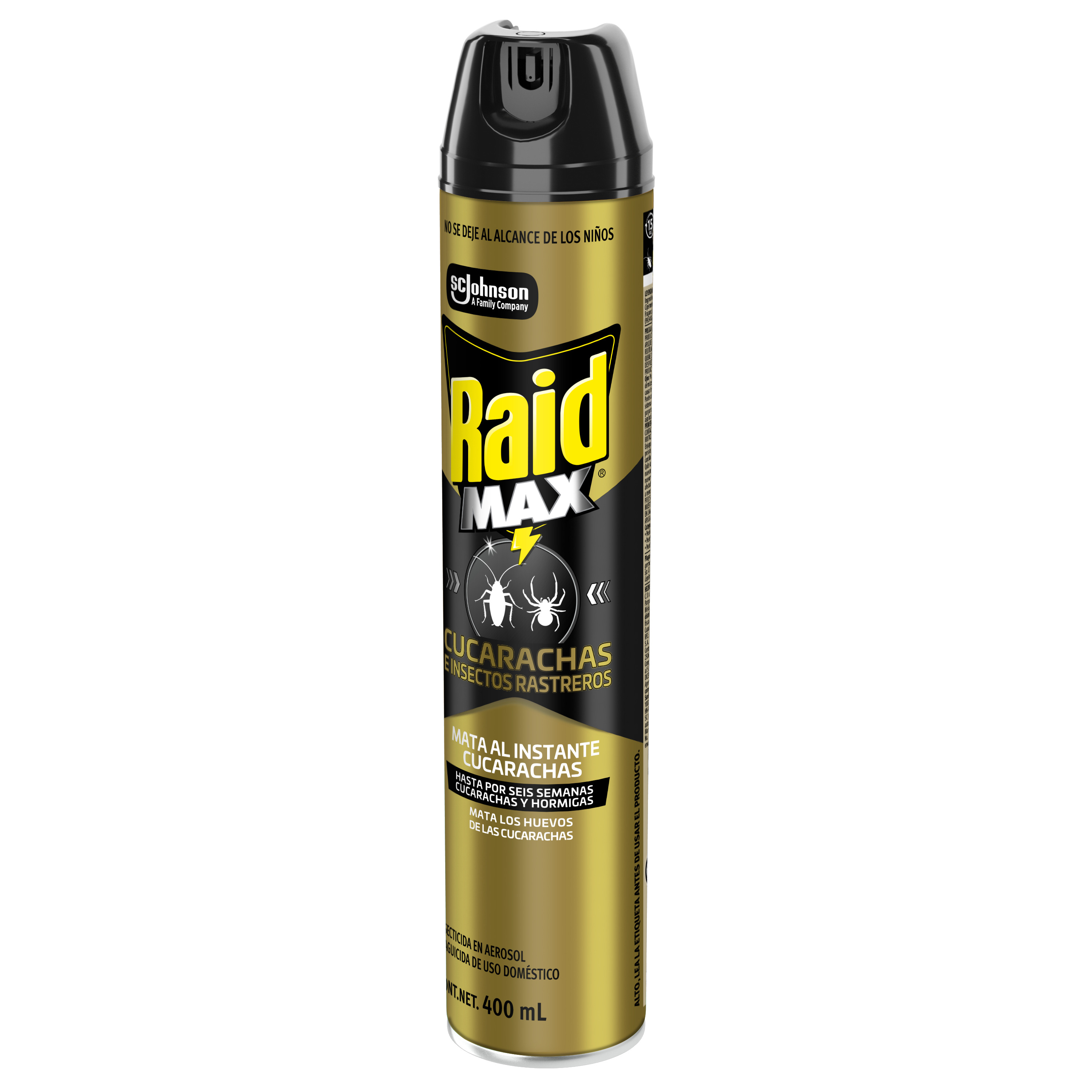 Raid Max® Insecticida en Aerosol, Mata Cucarachas e Insectos Rastreros, Plaguicida de Uso Domestico, 400 mL