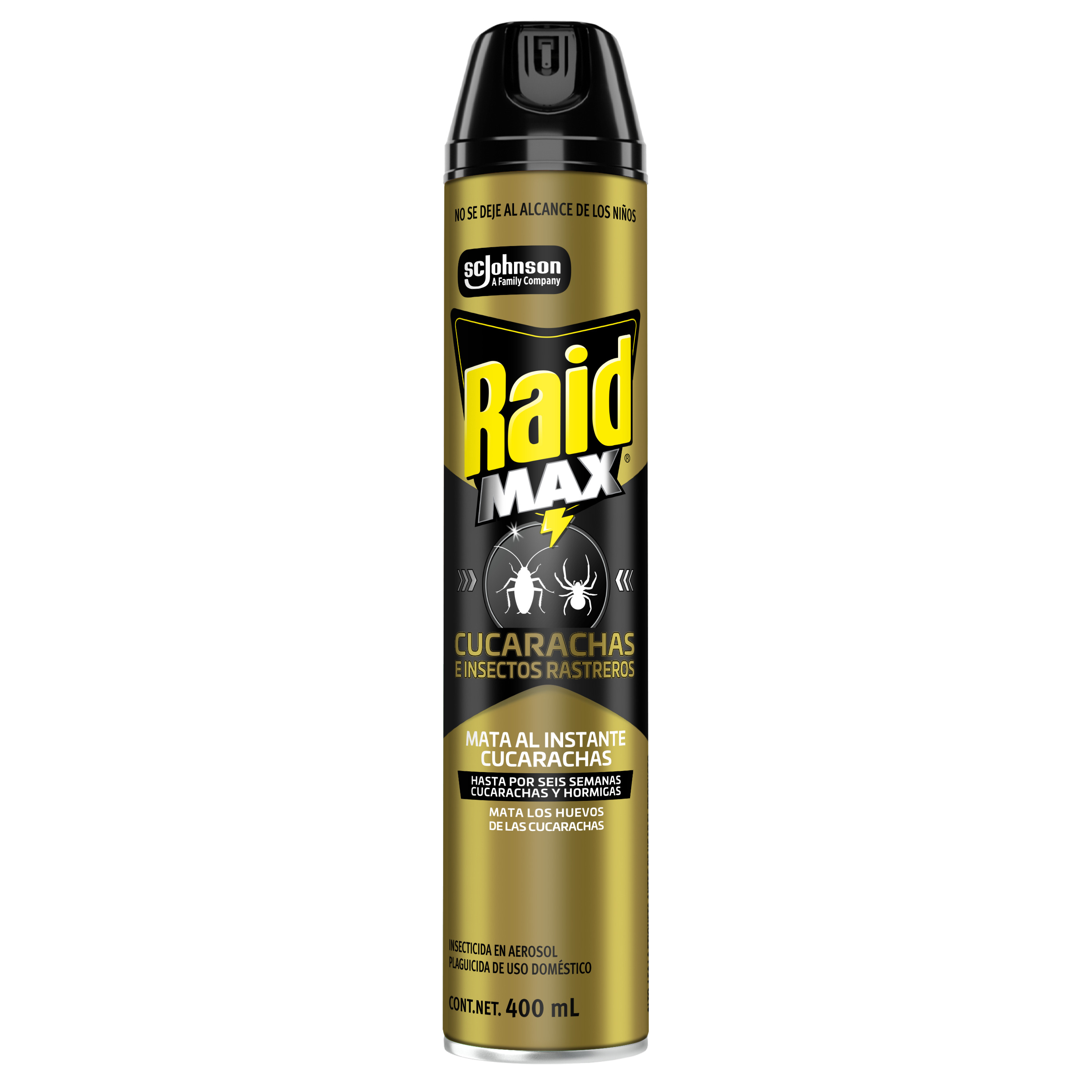 Raid Max® Insecticida en Aerosol, Mata Cucarachas e Insectos Rastreros, Plaguicida de Uso Domestico, 400 mL