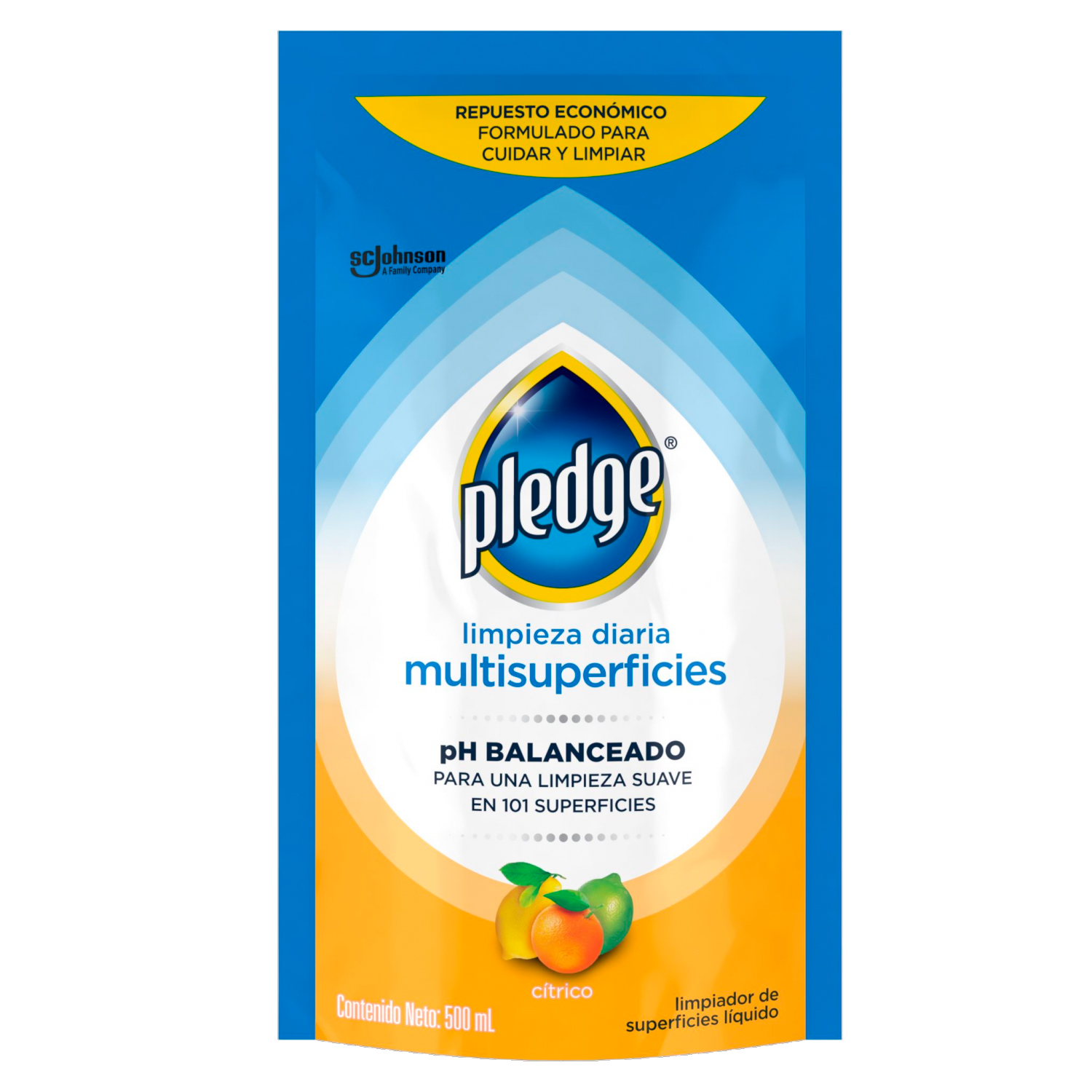 Pledge Limpiador Multisuperficies en Repuesto Cítrico 500 mL