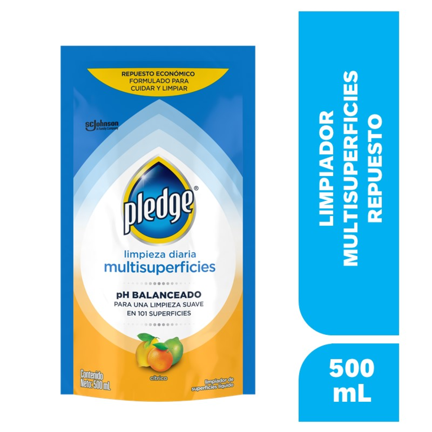 Pledge Limpiador Multisuperficies en Repuesto Cítrico 500 mL