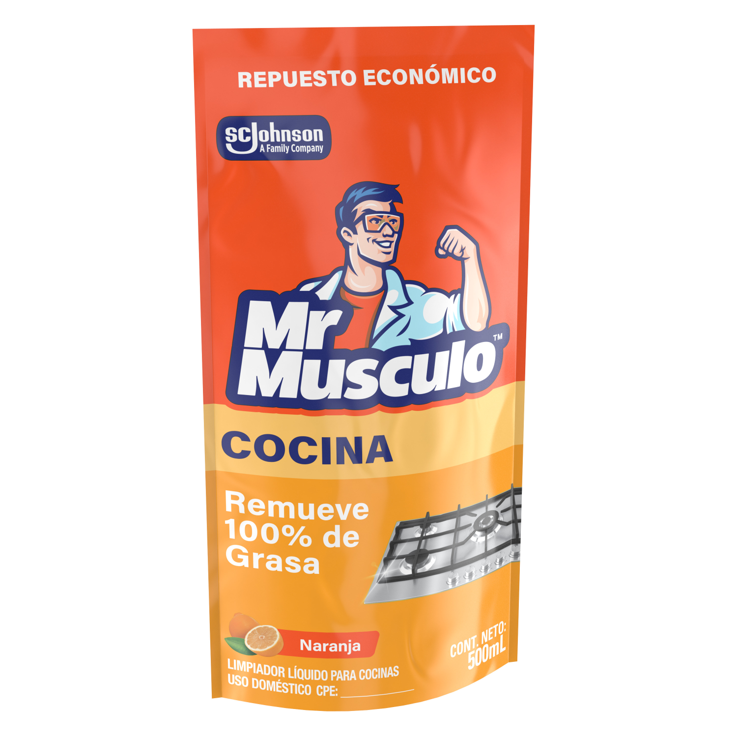 Mr. Músculo Desengrasante, Naranja, Repuesto 500mL