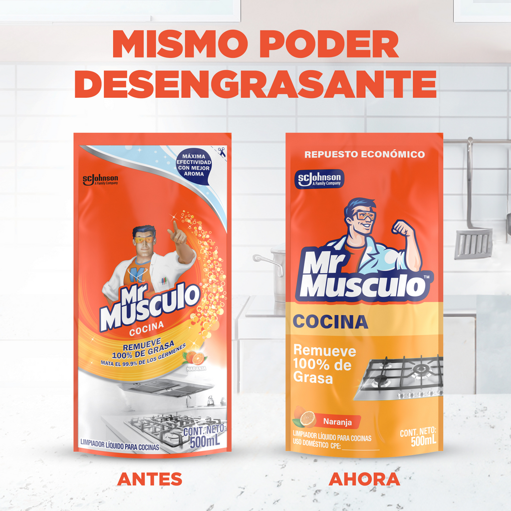 Mr. Músculo Desengrasante, Naranja, Repuesto 500mL