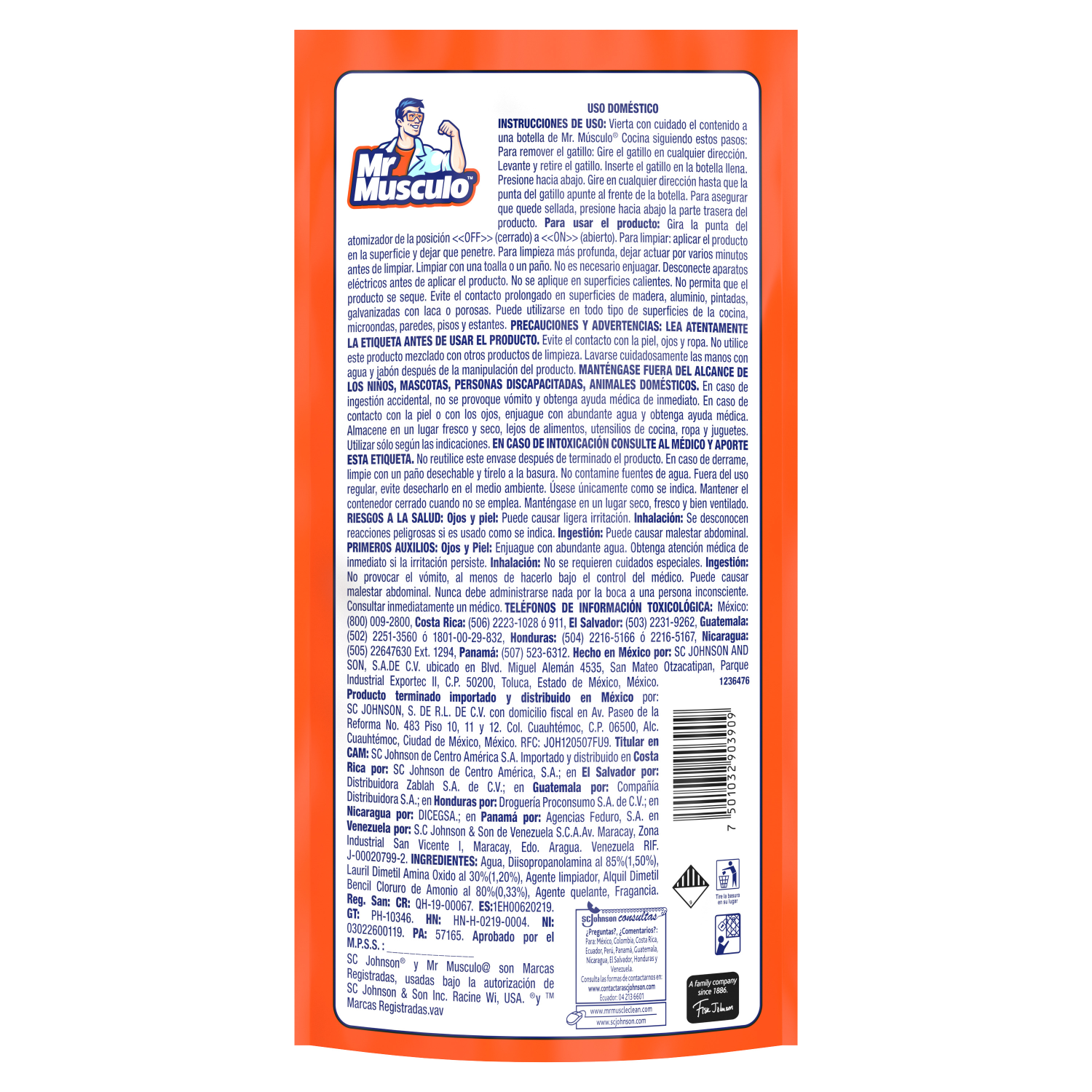 Mr. Músculo Desengrasante, Naranja, Repuesto 500mL