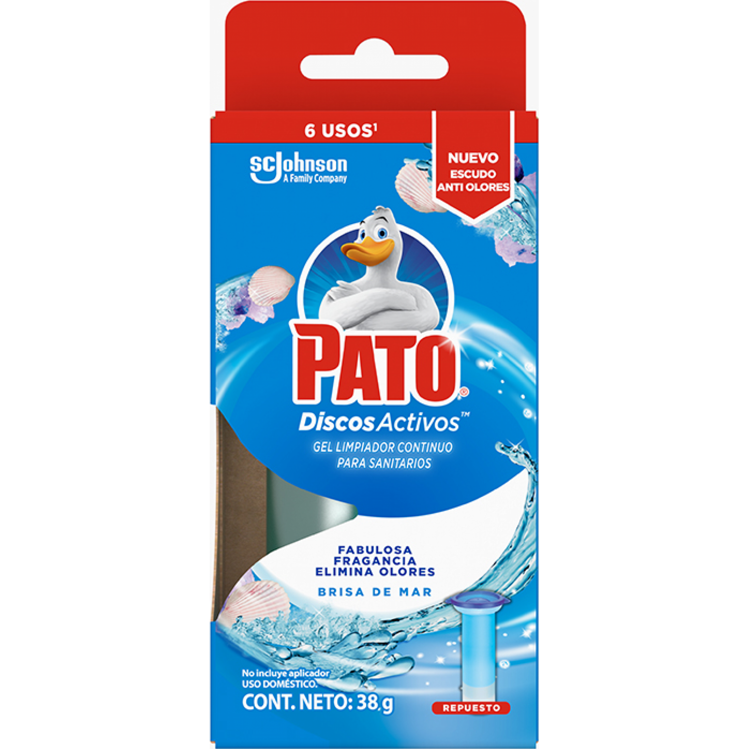 Pato Baños Discos Activos Brisa de Mar 36 mL, Repuesto