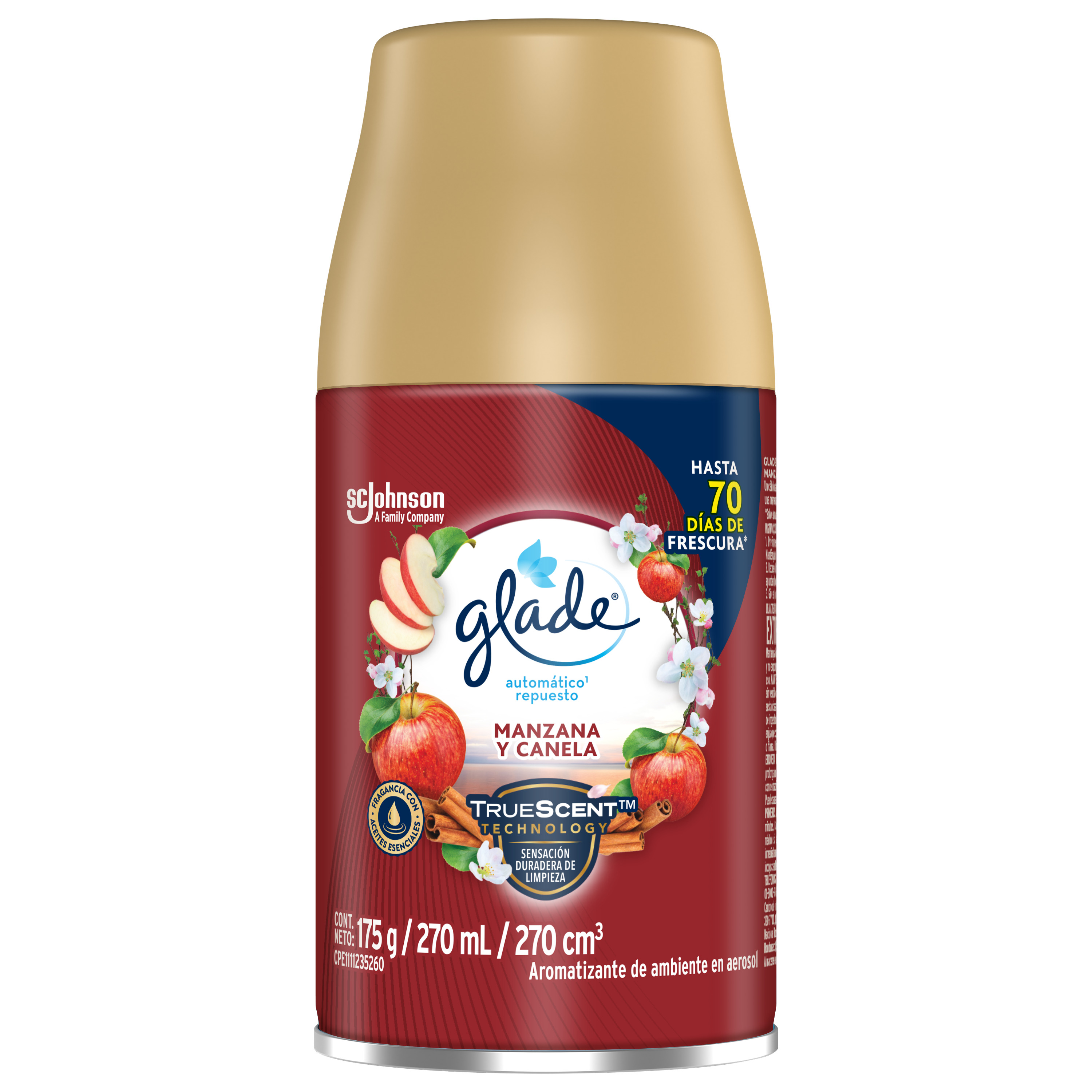 Glade® Aromatizante Automático Repuesto en Aerosol Manzana y Canela 175 g