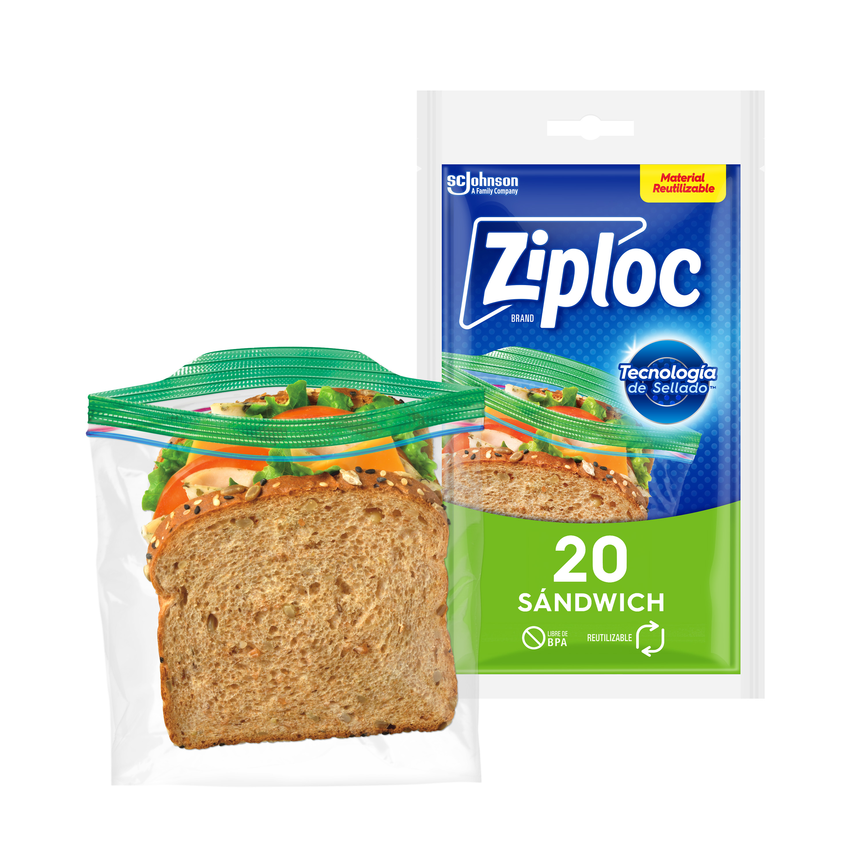 Ziploc Bolsa Reutilizable para Sándwich 20 piezas
