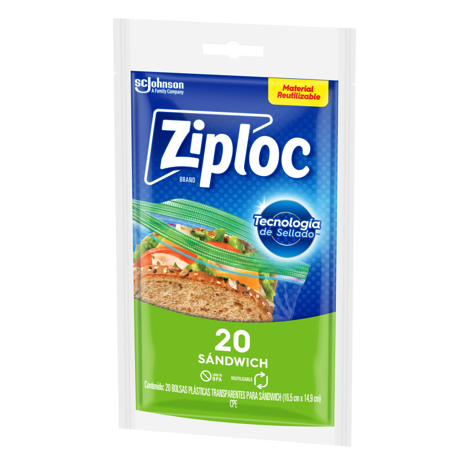 Ziploc Bolsa Reutilizable para Sándwich 20 piezas