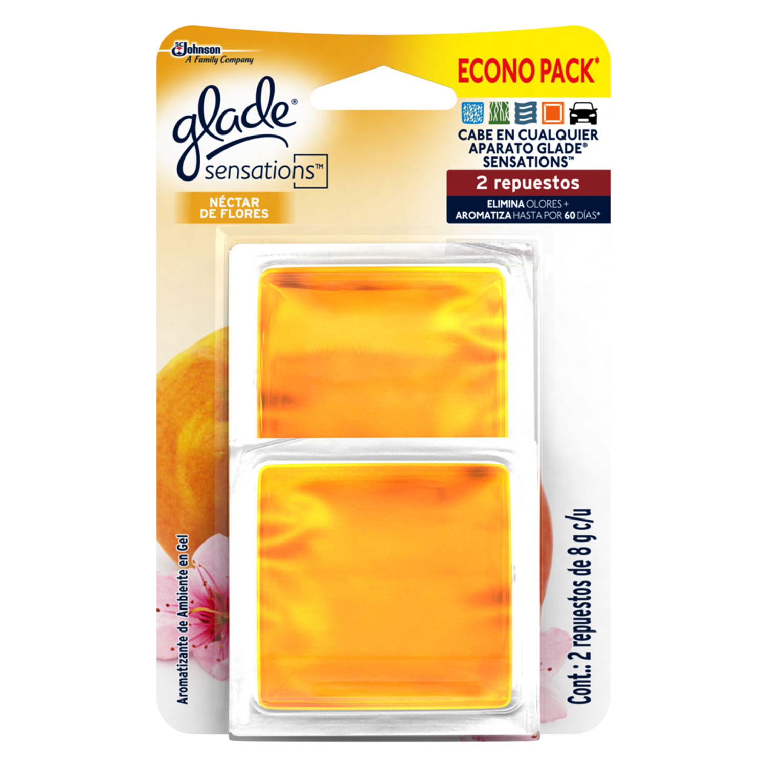 Glade Aromatizante Gel Repuesto x2 Nectar de Flores 16g