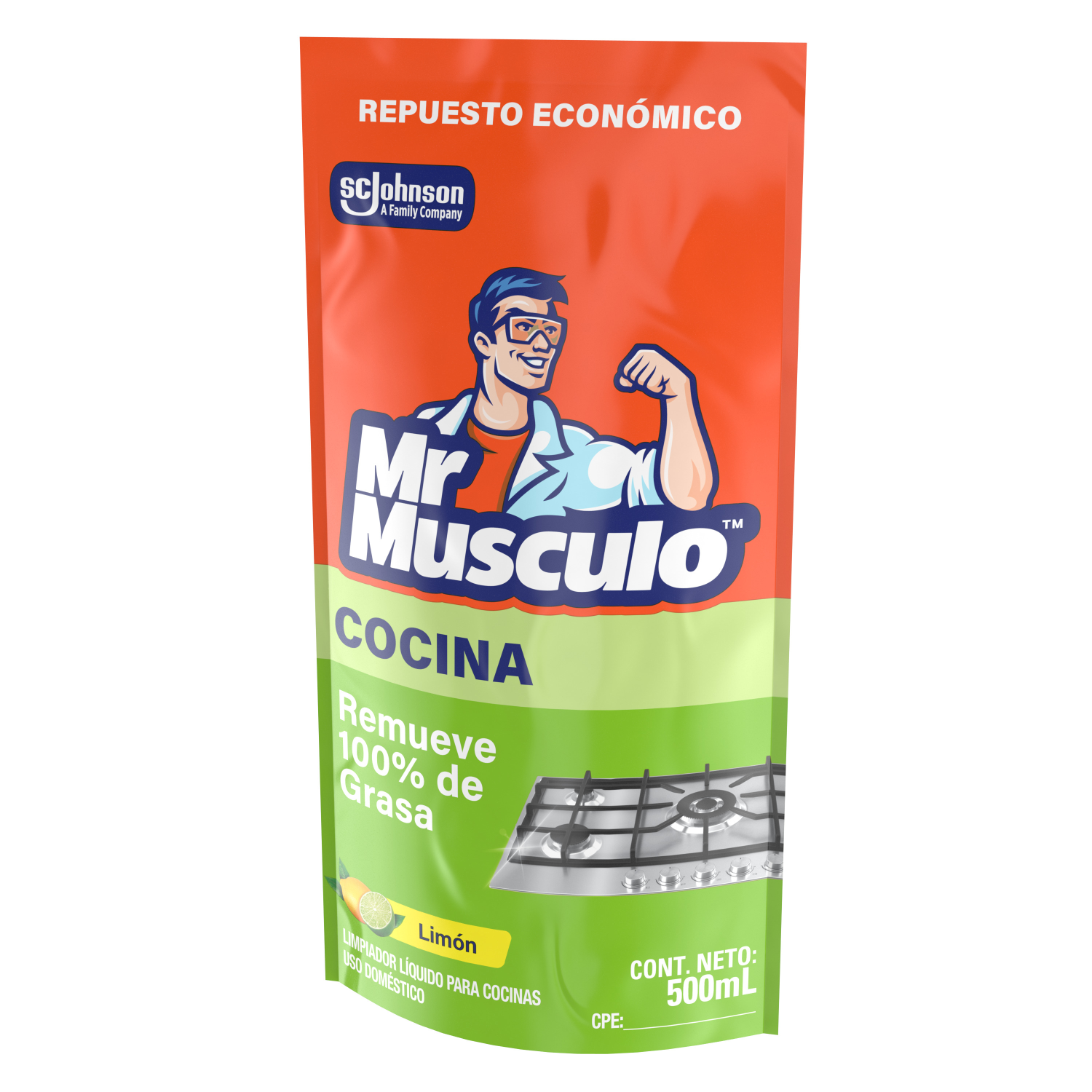 Mr. Músculo Desengrasante, Limón, Repuesto 500mL