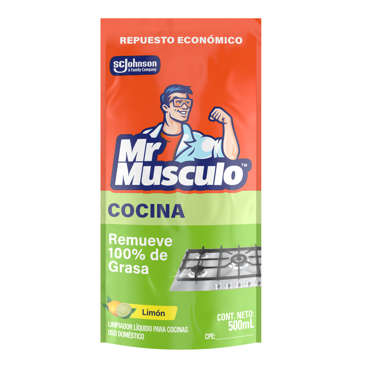 Mr. Músculo Desengrasante, Limón, Repuesto 500mL