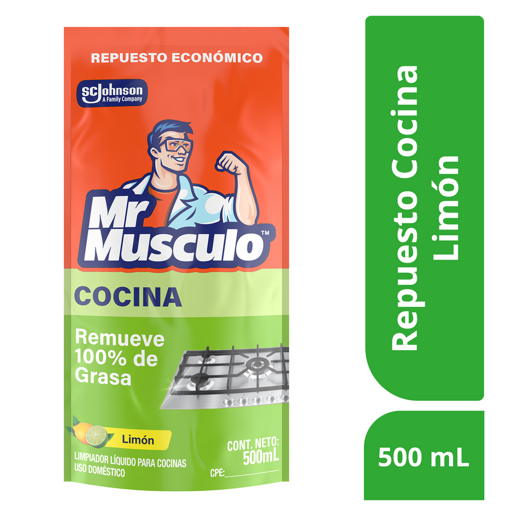 Mr. Músculo Desengrasante, Limón, Repuesto 500mL