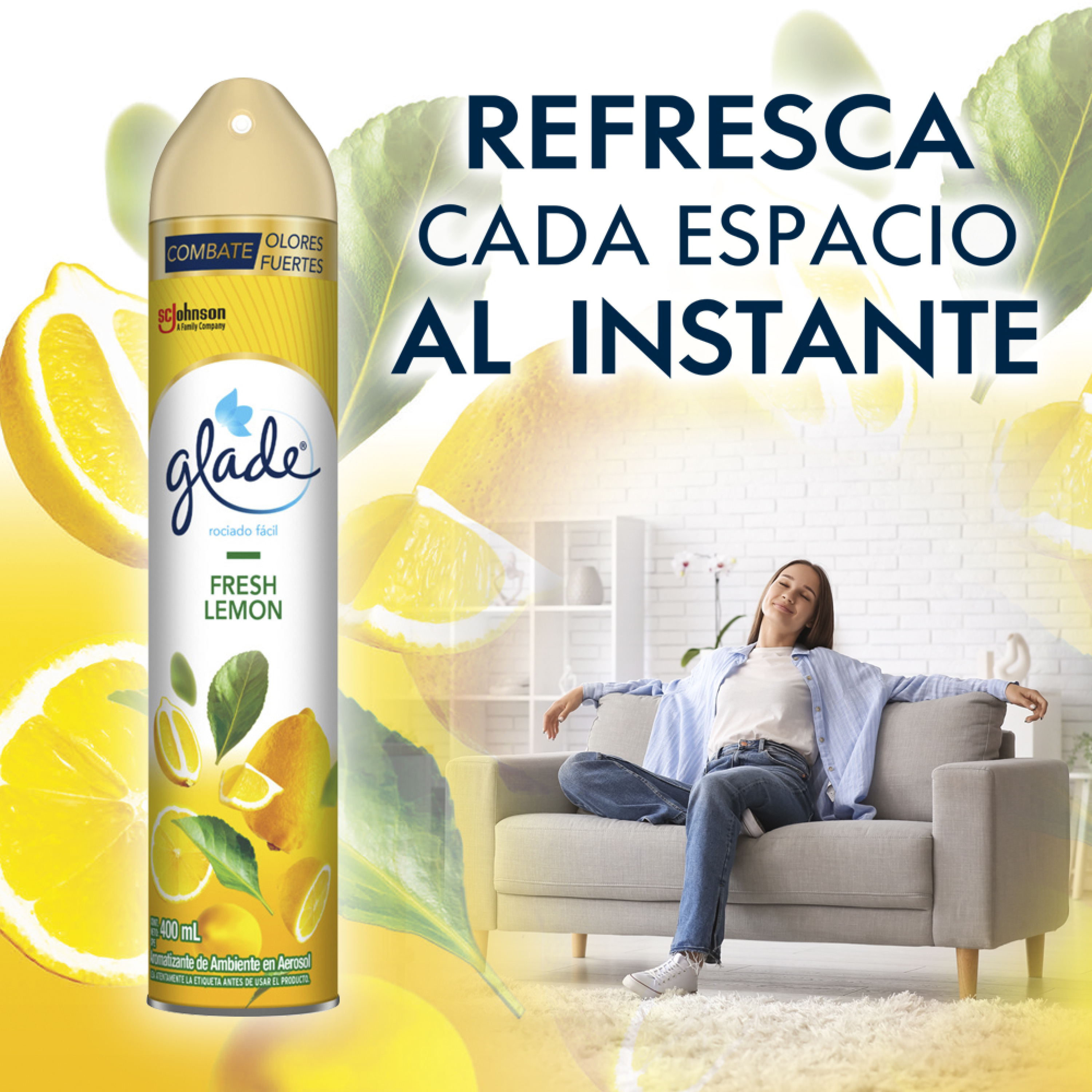 Glade Aromatizante Aerosol Fresh Lemon 400ml