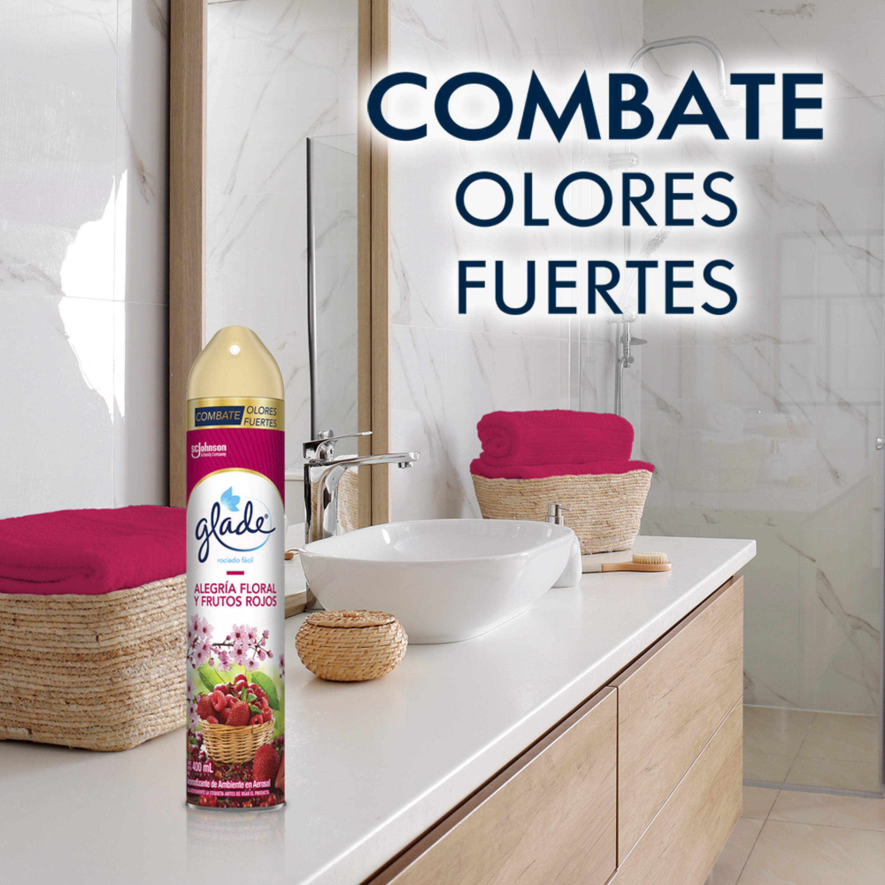 Glade Aromatizante Aerosol Alegría floral y frutos rojos, 400ml