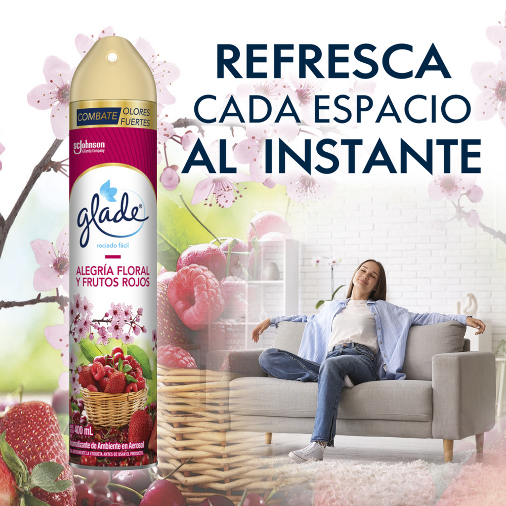 Glade Aromatizante Aerosol Alegría floral y frutos rojos, 400ml
