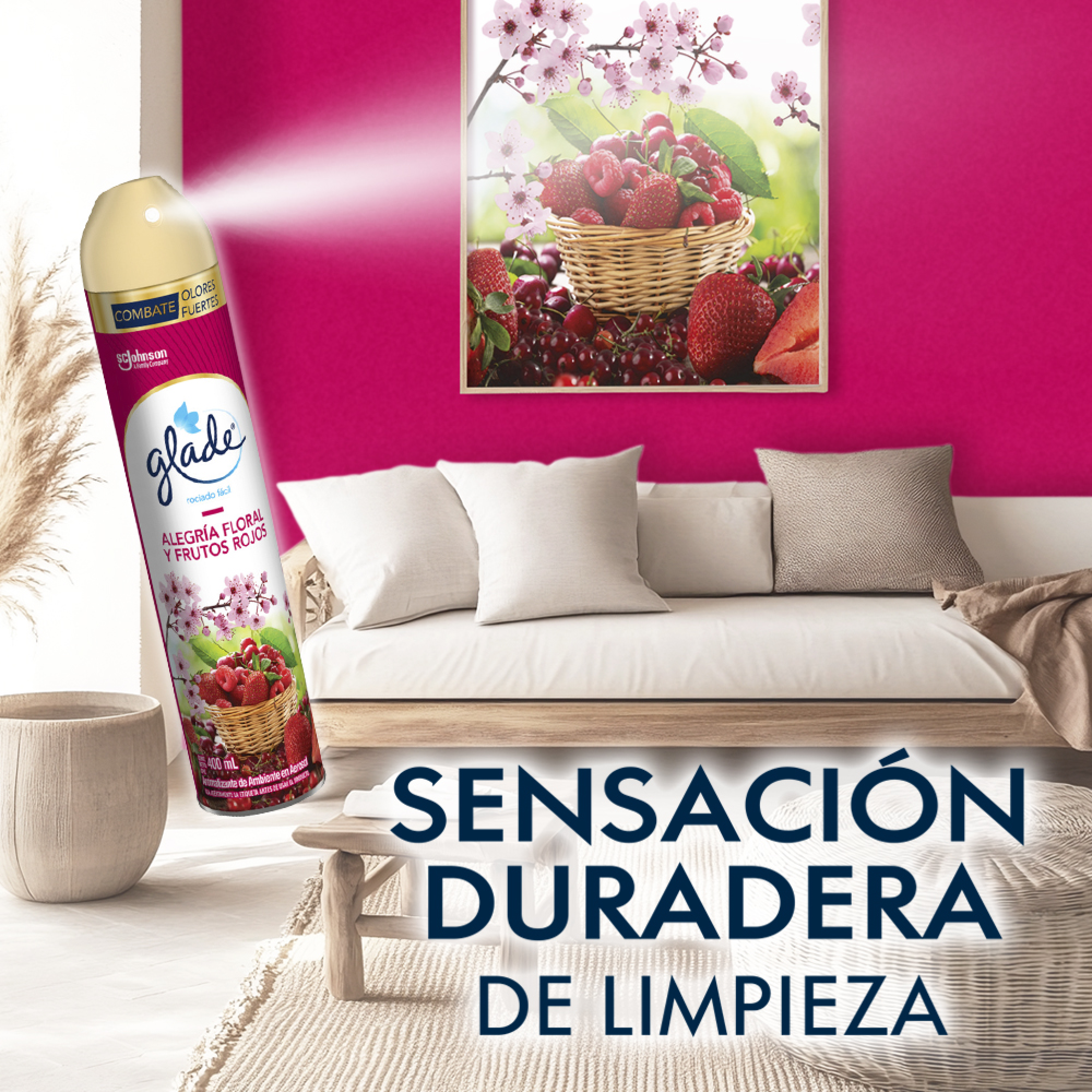 Glade Aromatizante Aerosol Alegría floral y frutos rojos, 400ml