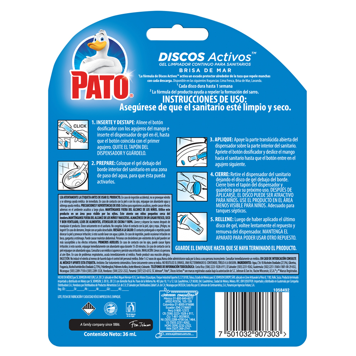 Pato Baños Discos Activos Brisa de Mar 36 ml con un aplicador