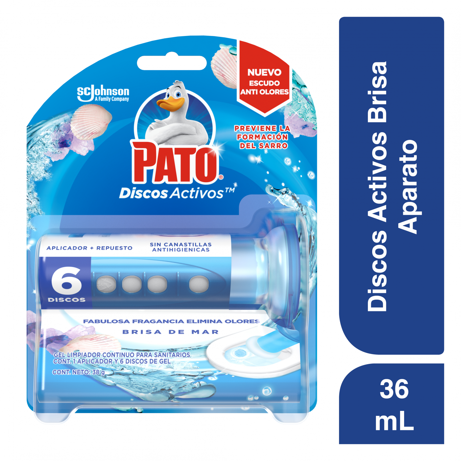 Pato Baños Discos Activos Brisa de Mar 36 ml con un aplicador