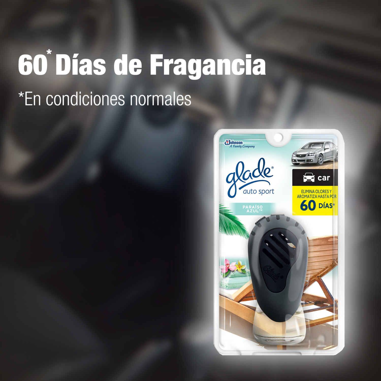 Glade Aromatizante para Carro Auto Sport Aparato Paraíso Azul 7ml