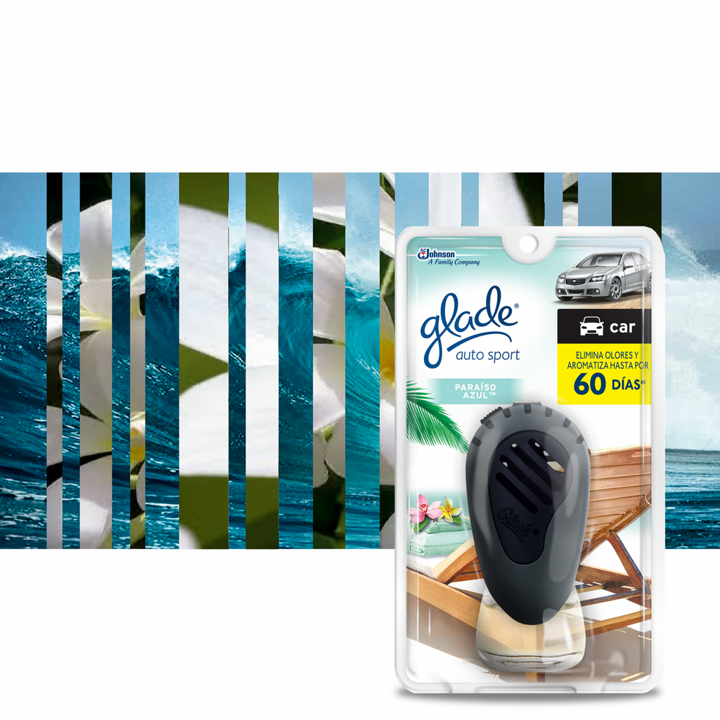 Glade Aromatizante para Carro Auto Sport Aparato Paraíso Azul 7ml