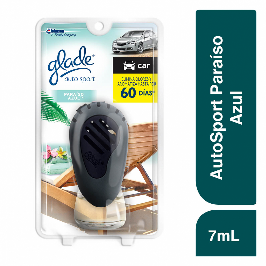 Glade Aromatizante para Carro Auto Sport Aparato Paraíso Azul 7ml