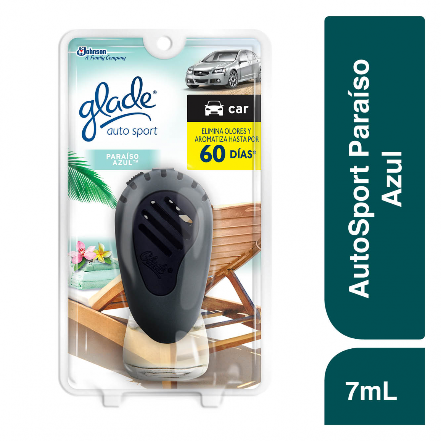 Glade Aromatizante para Carro Auto Sport Aparato Paraíso Azul 7ml