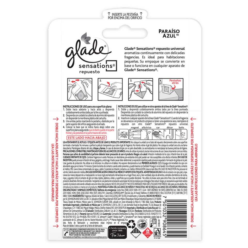 Glade Aromatizante Gel Repuesto x1 Paraíso Azul 8g