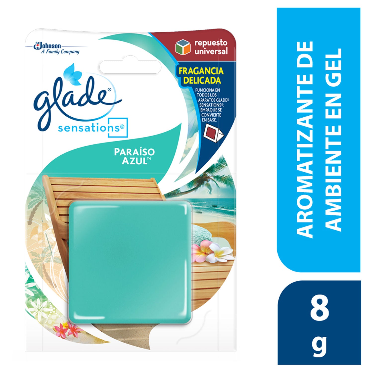 Glade Aromatizante Gel Repuesto x1 Paraíso Azul 8g