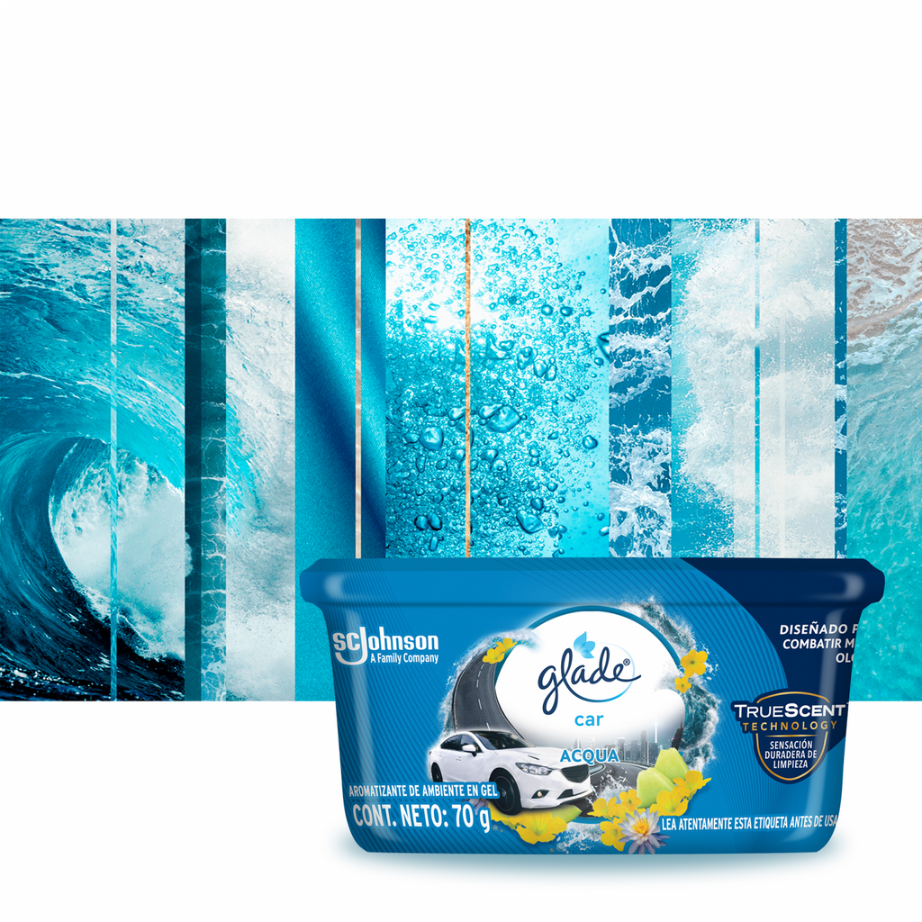 Glade Aromatizante para Carro Mini Gel Car, Acqua 70g