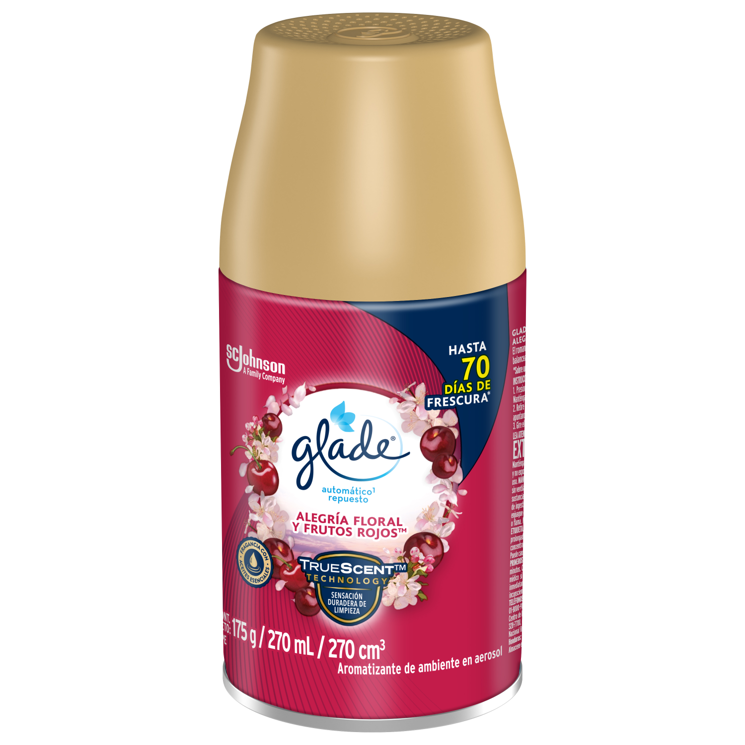 Glade® Aromatizante Automático en Aerosol Alegría Floral y Frutos Rojos 175 g Repuesto