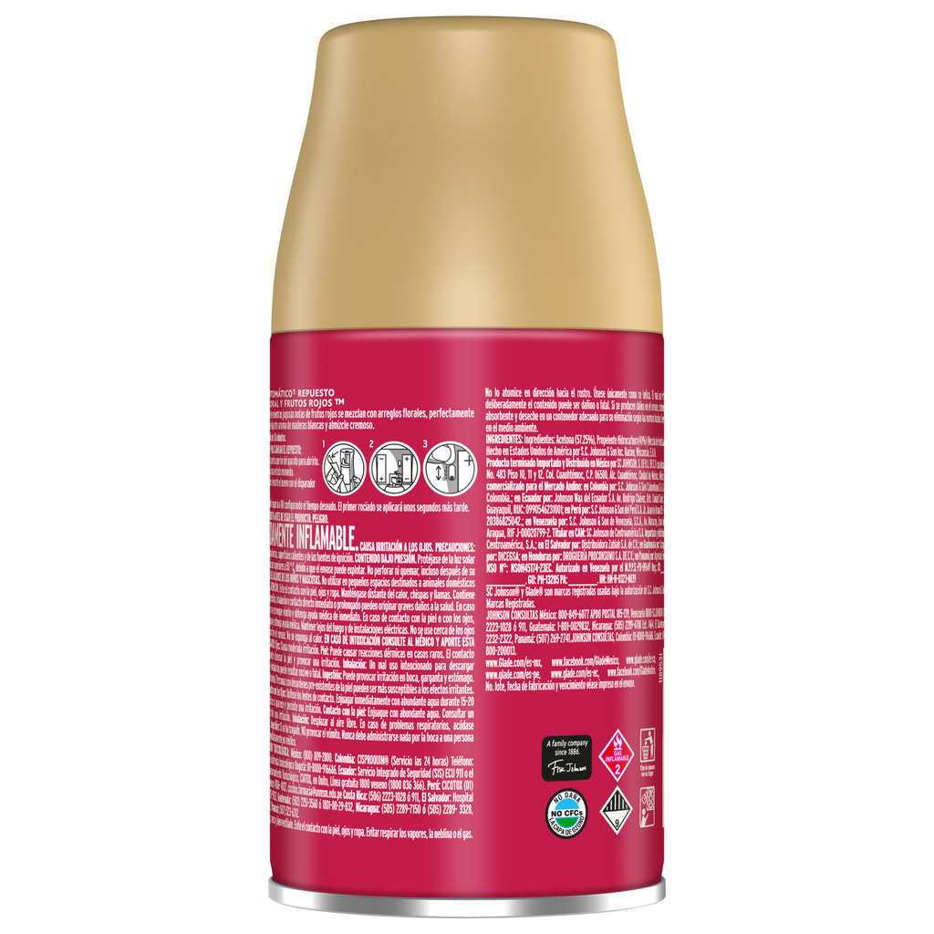 Glade® Aromatizante Automático en Aerosol Alegría Floral y Frutos Rojos 175 g Repuesto