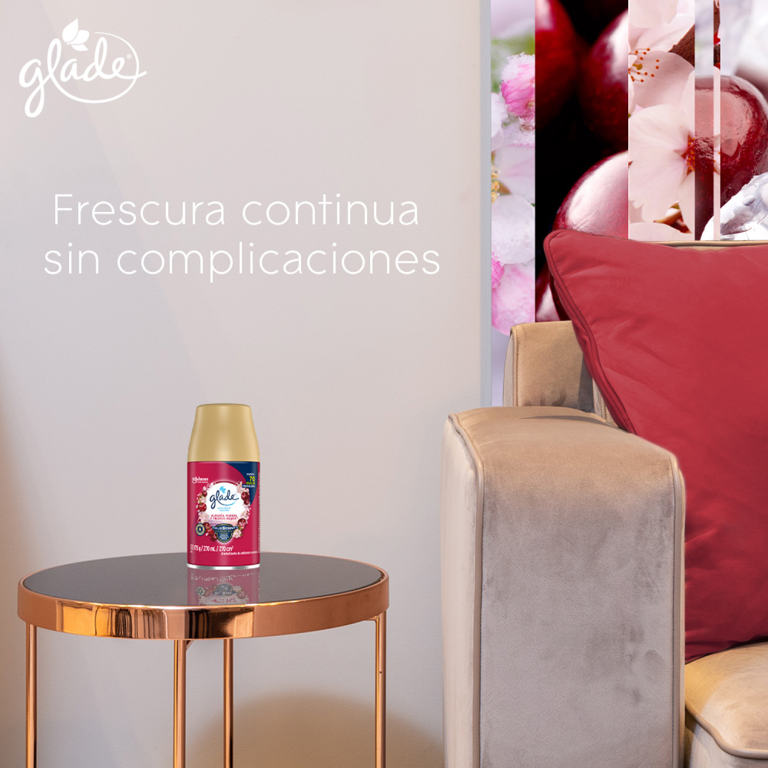 Glade® Aromatizante Automático en Aerosol Alegría Floral y Frutos Rojos 175 g Repuesto